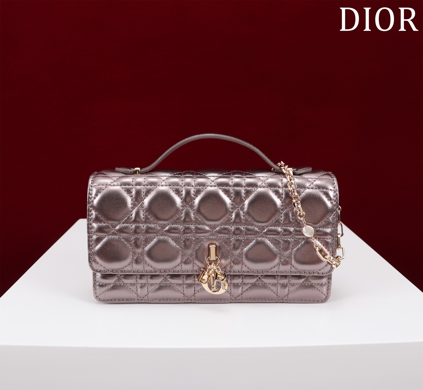 My Dior Mini Bag Silver Cannage Lambskin